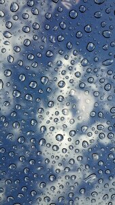 Water window blue rain