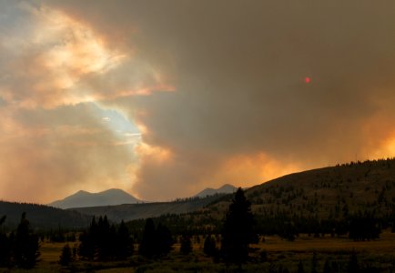 Smoke from Maple Fire above the Gallatin Mountains
