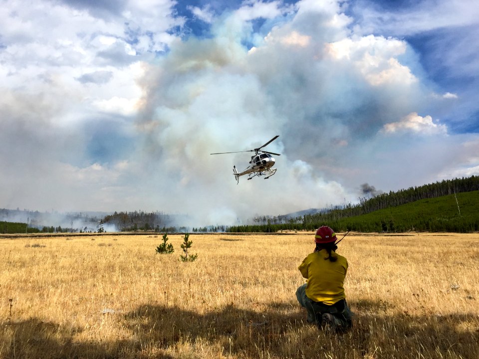 Fire effects crews waiting for pickup near the Maple Fire