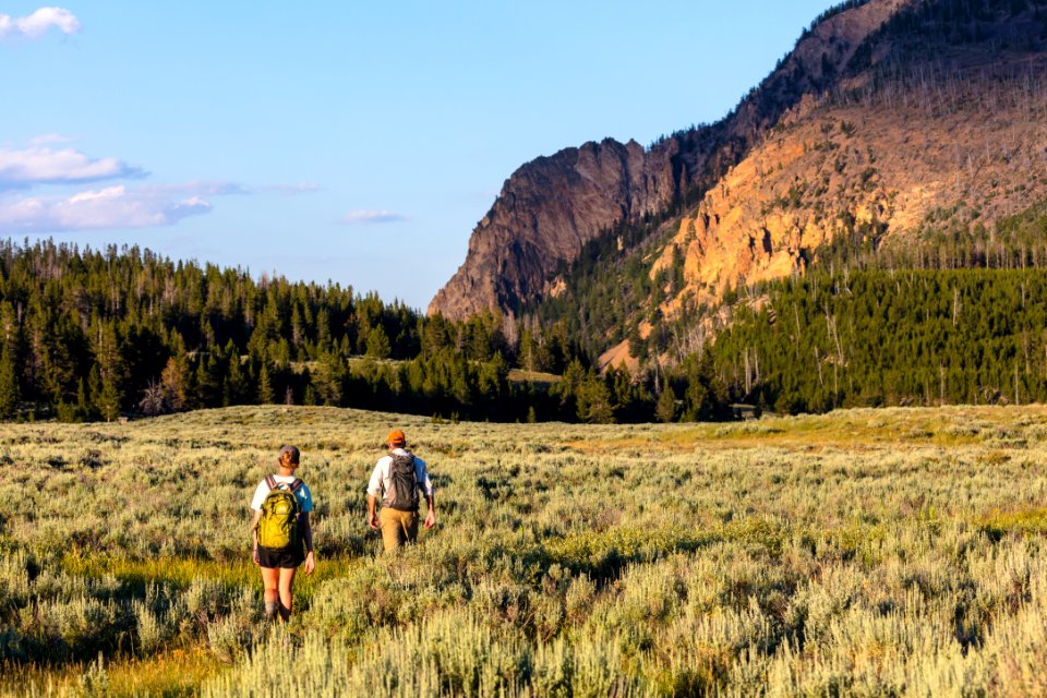 Hikers on Swan Lake Flat