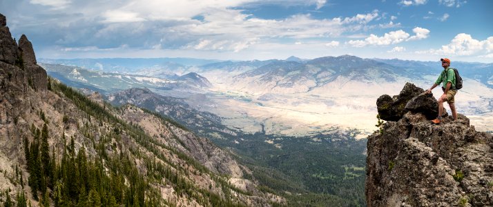 Hiker looking for goats on Sepulcher Mountain