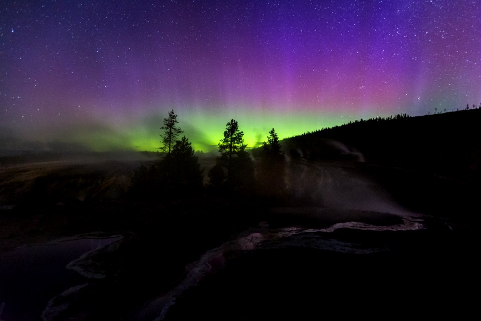 Aurora borealis, Upper Geyser Basin