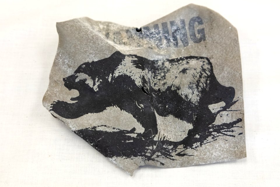 Ear Spring ejecta - grizzly bear warning sign