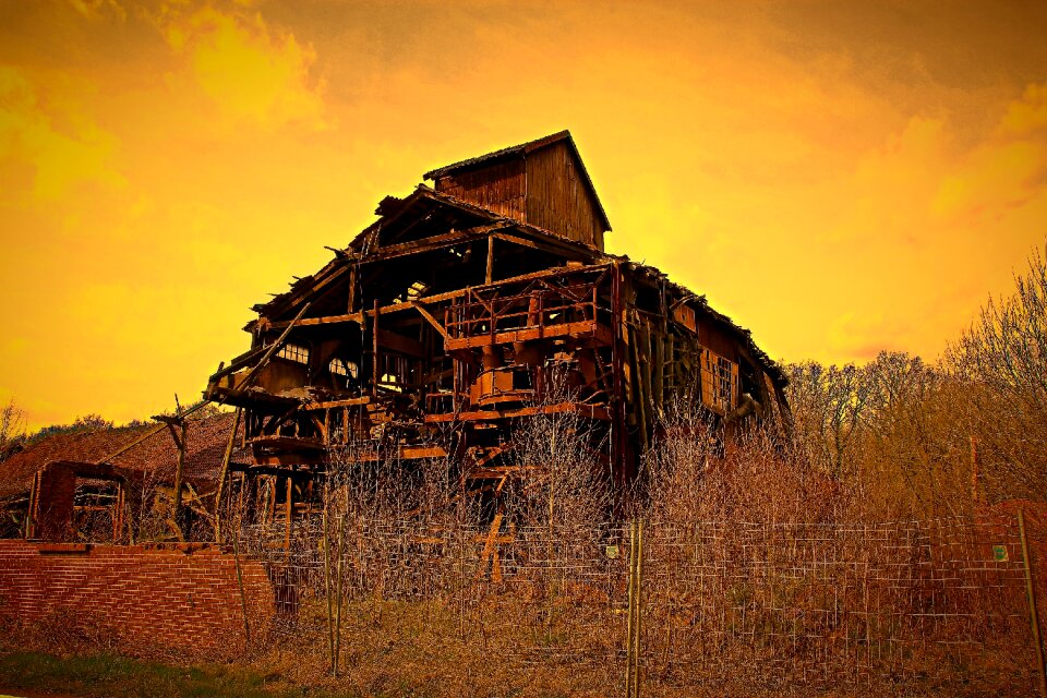 Factory building invaded old