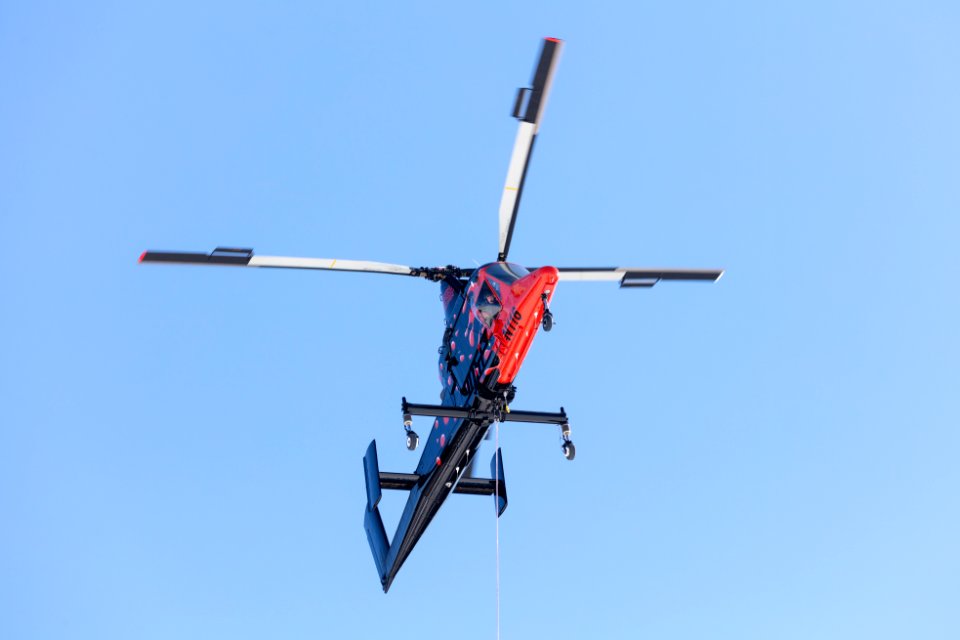 Kaman K-Max helicopter hauling tools for the Golden Gate to Norris road project