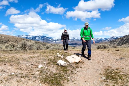 Hikers with bear spray on Beaver Ponds Loop Trail