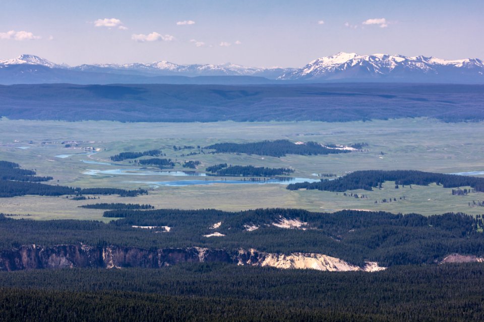 Yellowstone River,  Grand Canyon of the Yellowstone, and Red Mountains from Dunraven Pass