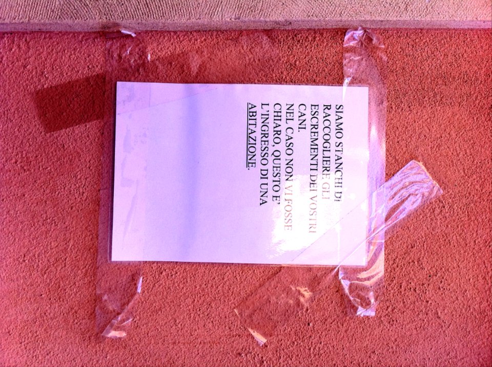 "We are tired to clean your pets' excrements...