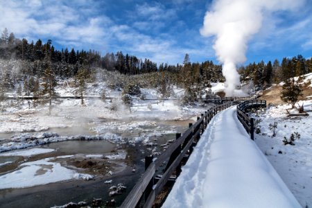 Boardwalk leading out to Dragon's Mouth Spring photo