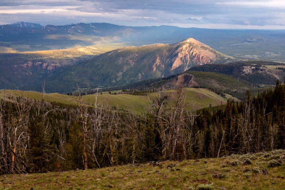 Evening light on Bunsen Peak from Sepulcher Moutain Trail