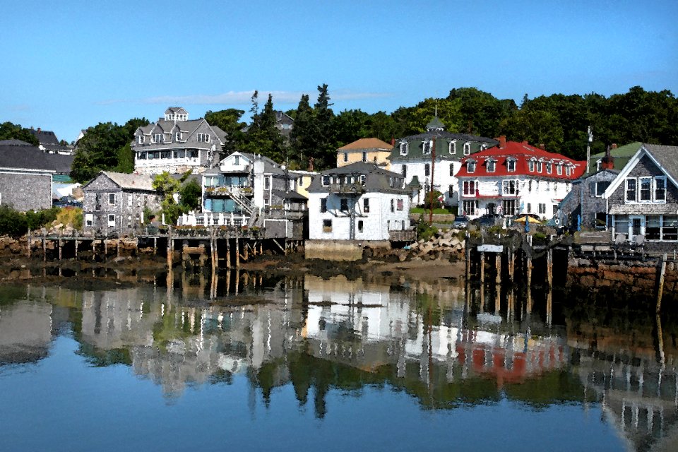 MAINE - STONINGTON, HANCOCK CO - PHOTOSHOP WATERCOLOR FILTER (50a)