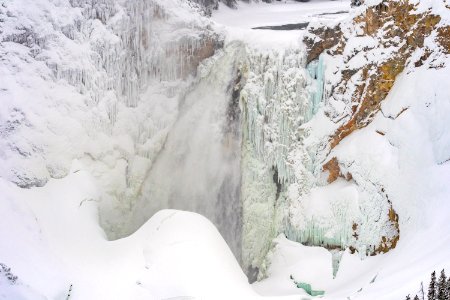 Close up of Lower Falls from Lookout Point in winter photo
