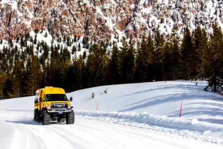 Snowcoach near Tuff Cliff photo