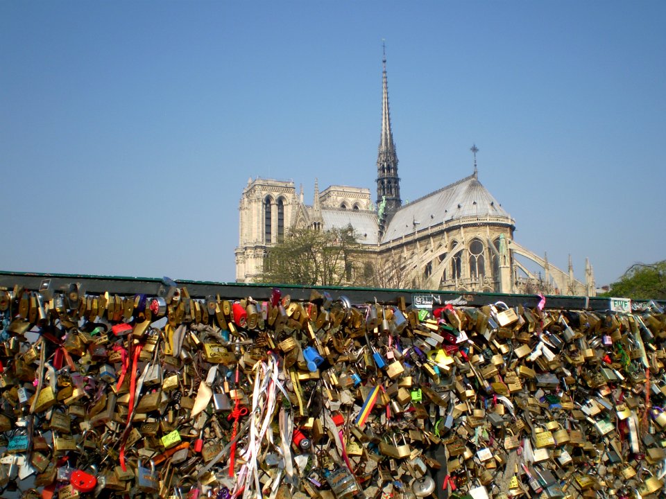 Locks on a bridge in Paris