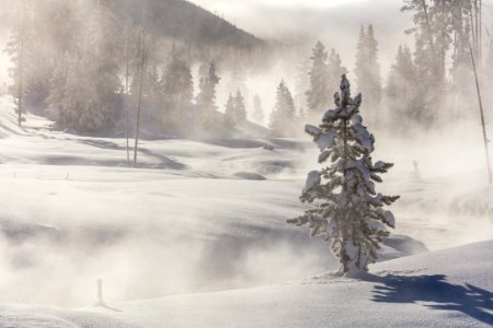 Steam rising from Obsidian Creek photo