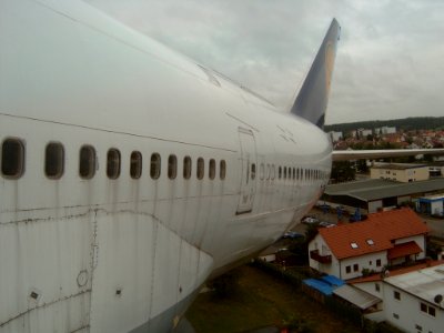 Blick von der Tragfläche einer Boeing 747 photo