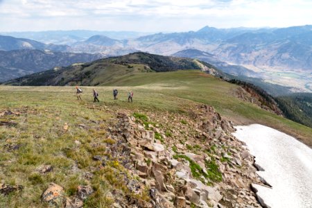 Hikers ascending the north side of Electric Peak (3) photo