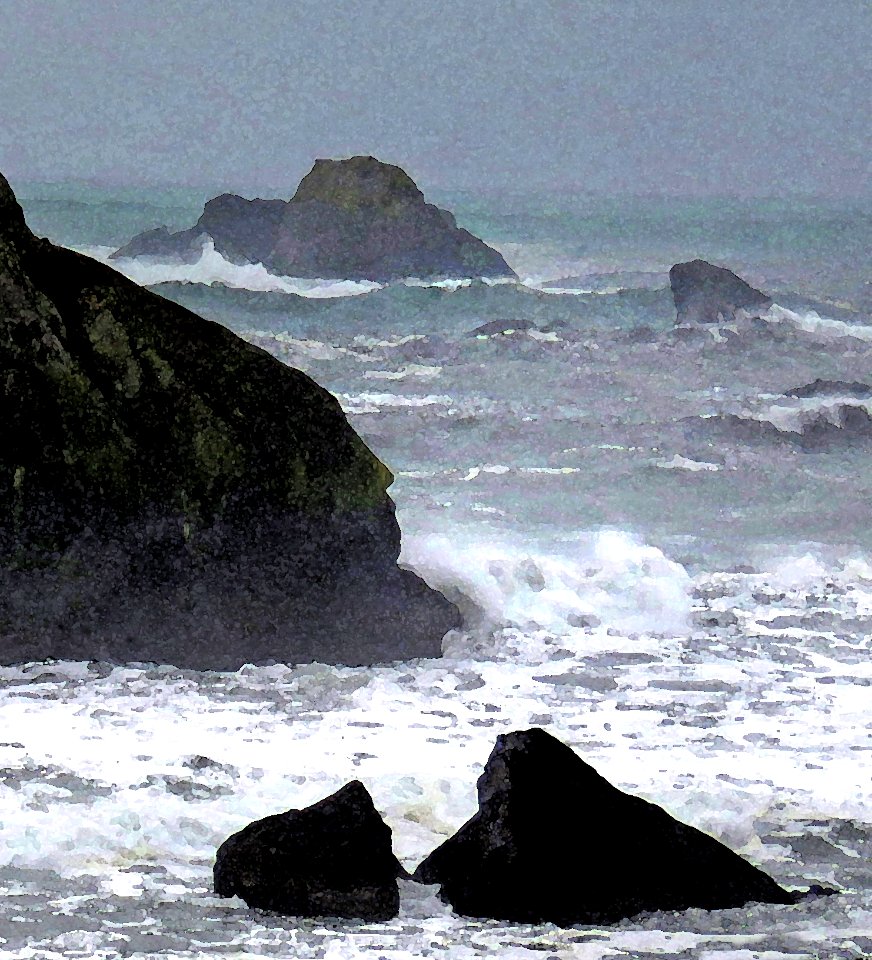 010 - BATTERY POINT LIGHTHOUSE & PEBBLE BEACH DRIVE (1-7-2021) crescent city, del norte co, ca -38c- PHOTOSHOP WATERCOLOR