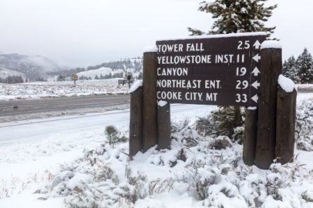 Tower Junction sign after a snowstorm