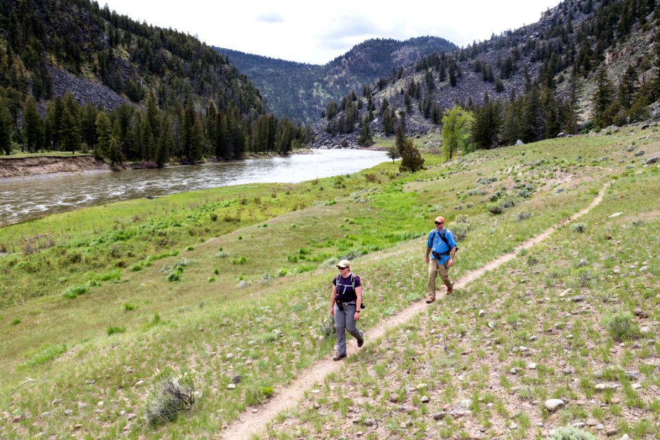 Hikers on the Yellowstone River Trail