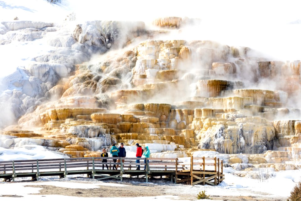 People enjoying the views of Palette Spring from the boardwalk