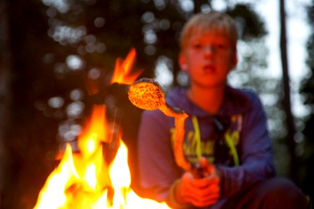 Making s'mores at Lewis Lake