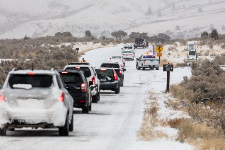 Brief road closures in Mammoth Hot Springs while crews plow the road