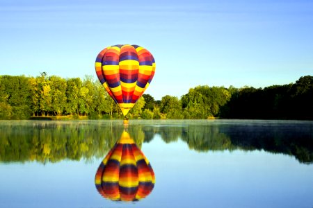 Hot Air Balloon on lake, Albany Oregon photo