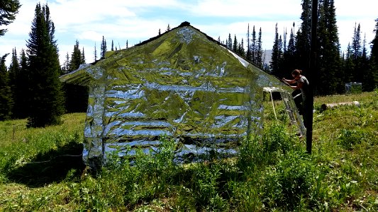 Fawn Fire, August 8, 2016: protecting cabin