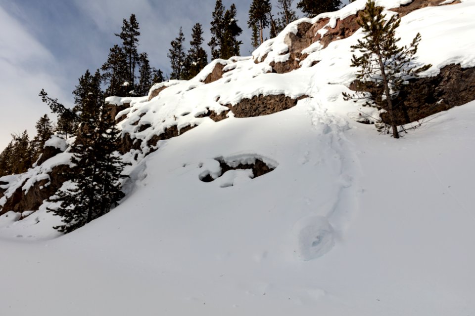 Snow roller along the Firehole River
