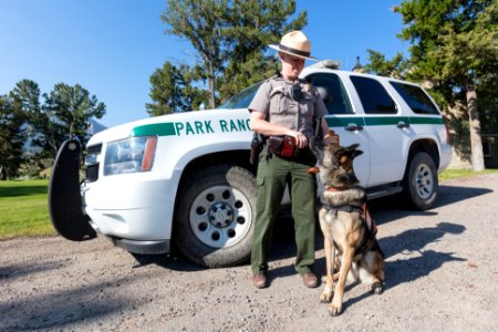 Ranger Hall and her K-9 unit Reu