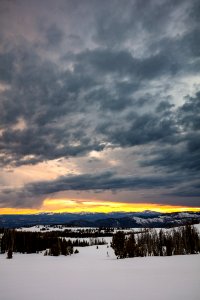 Spring sunset over the Gallatin Range from Buffalo Plateau