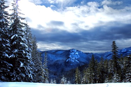 Next storm system moving in over the Cascades in Oregon. photo