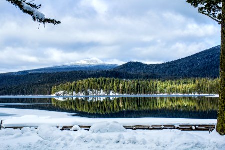 Odell Lake in the winter, Oregon photo