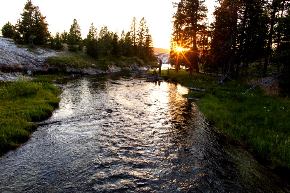 Sunset over the Firehole River near Upper Geyser Basin