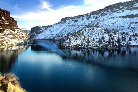 Lake Billy Chinook, Oregon in winter photo