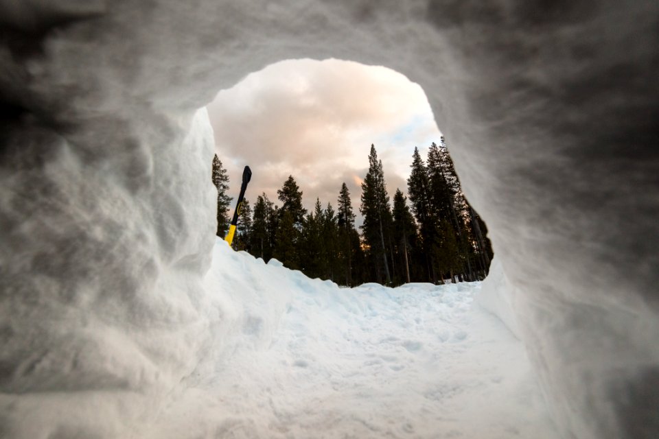 View from the quinzee in the backcountry