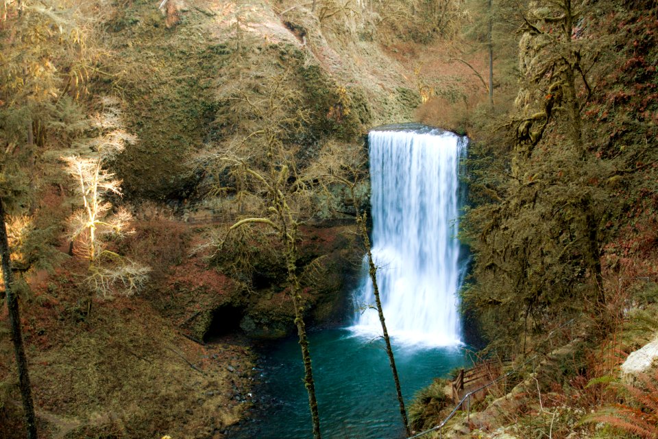 Lower South falls in December, frost on the ground.