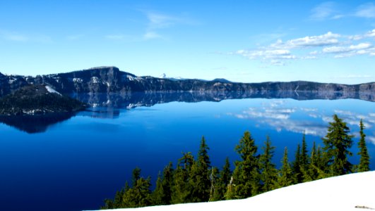 Crater Lake in June, Oregon photo