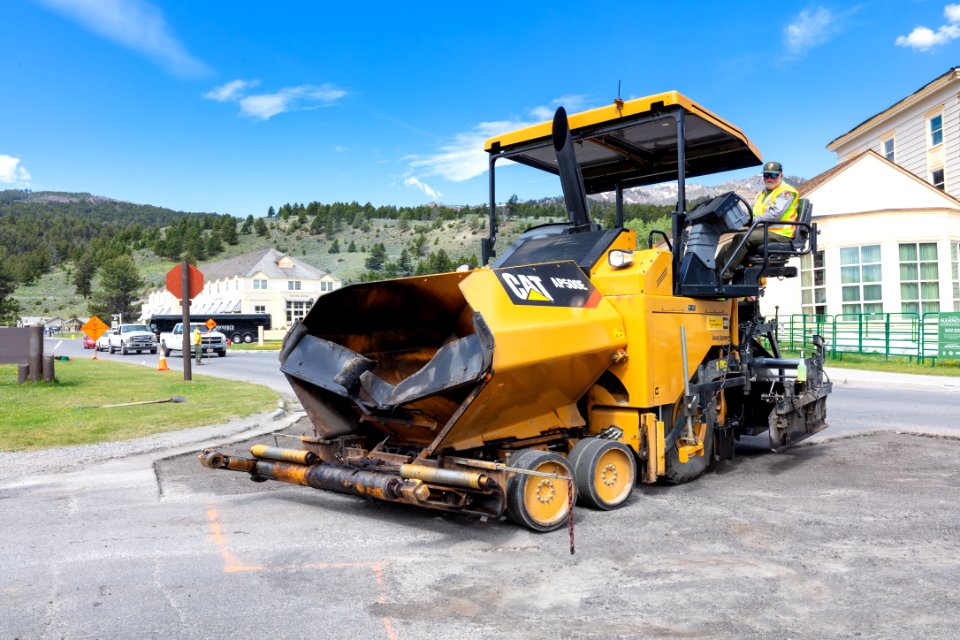 Special projects crew repair the road surface at the Mammoth three-way intersection (1)