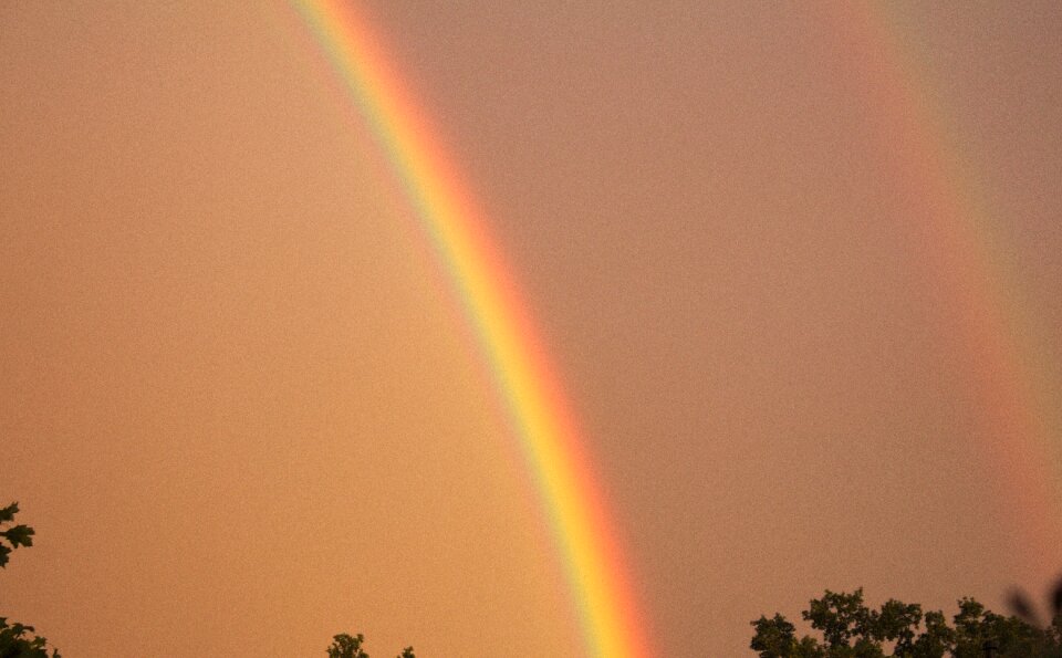 Thunderstorm natural spectacle double rainbow