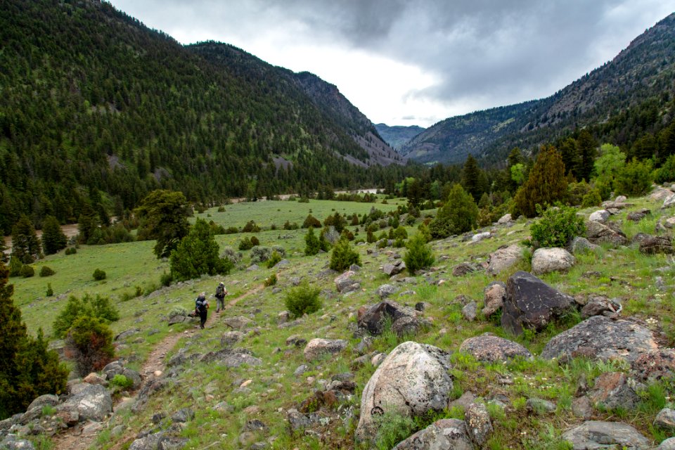 Backpackers dropping down to the river in Black Canyon of the Yellowstone (2)