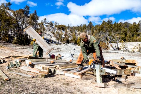 Boardwalk crew at Mammoth Hot Springs