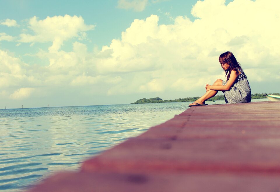 Female alone woman sitting