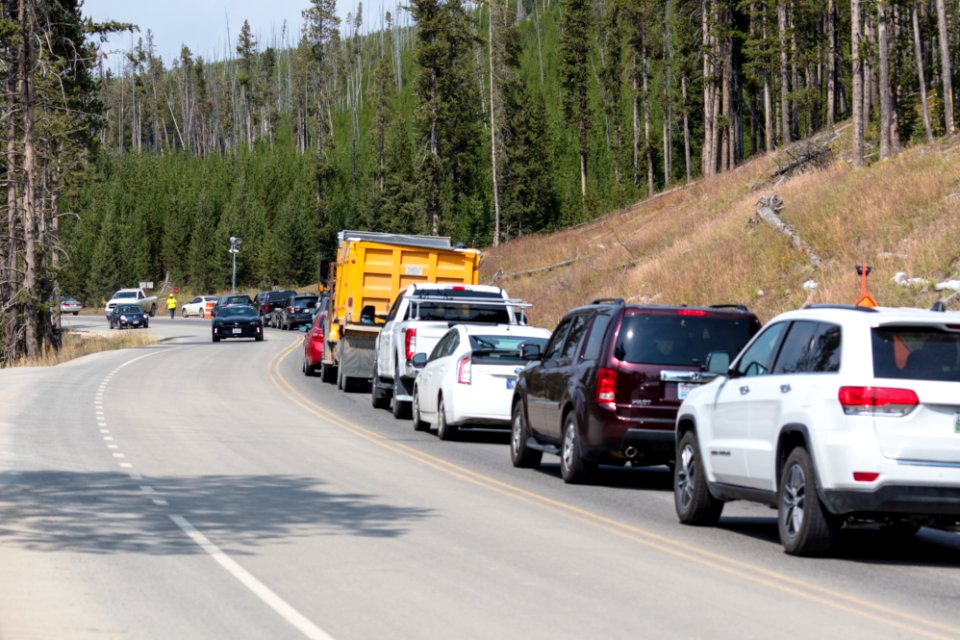 Northbound road construction wait line photo