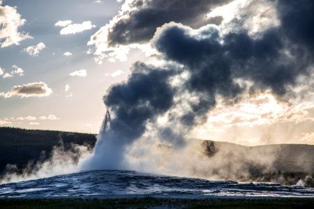 Sunset eruption of Old Faithful