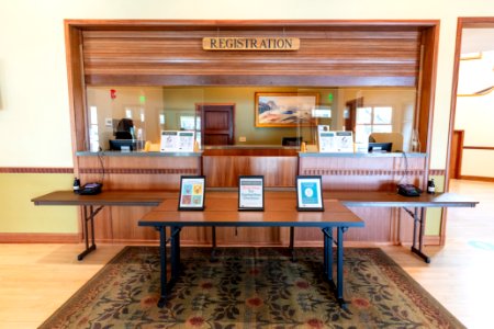 Winter modifications to Mammoth Hot Springs Hotel: registration desk