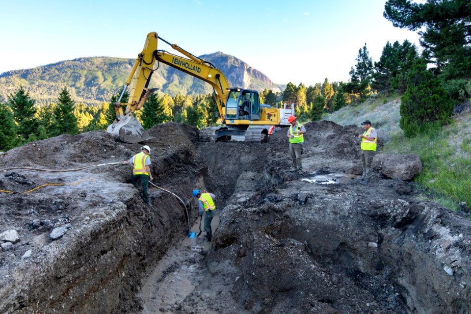 Mammoth Hot Springs water main repair: before 2