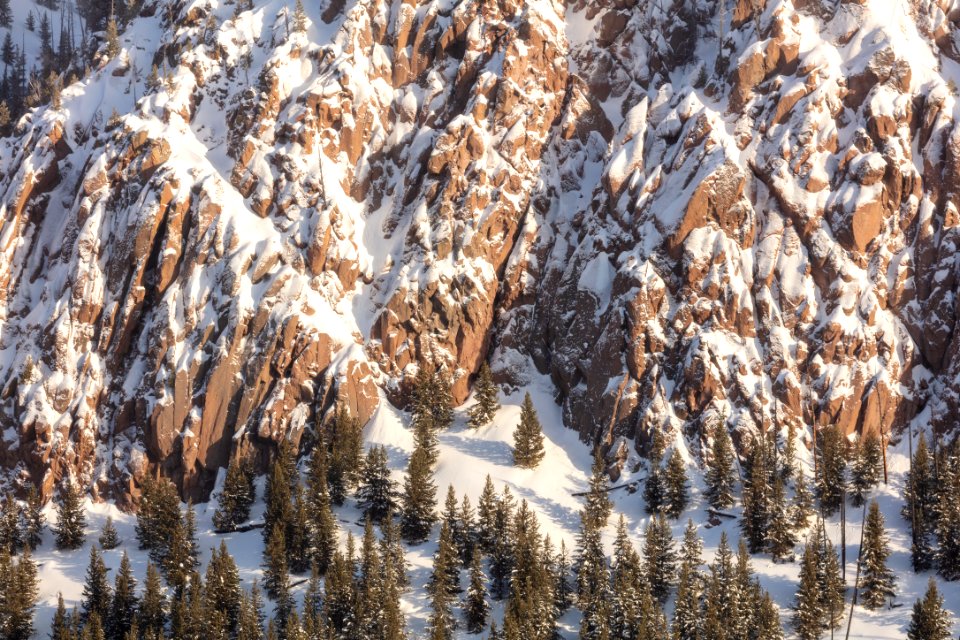 Snow-covered rocks near Tuff Cliff
