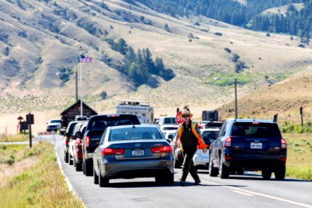 Ranger directing traffic at North Entrance photo